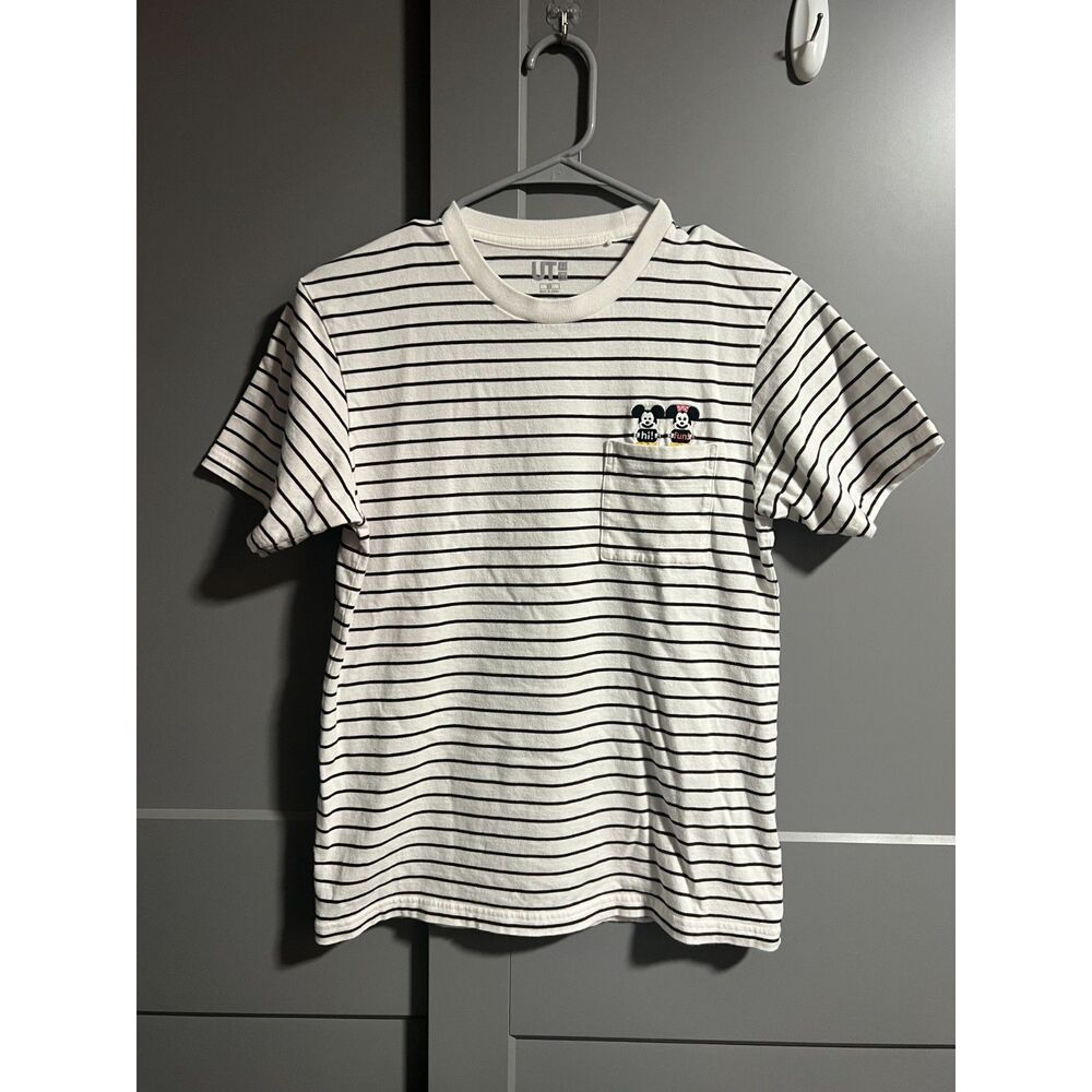 Uniqlo Disney Women's Embroidered Mickey & Minnie Striped T-Shirt Size X-Small